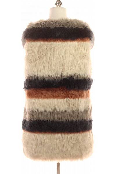 oui Dámská chlupatá pruhovaná vesta krémová hnědá černá šedá Vel. 34 | oui | obrázek 3