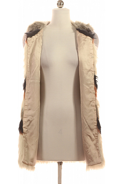 oui Dámská chlupatá pruhovaná vesta krémová hnědá černá šedá Vel. 34 | oui | obrázek 4