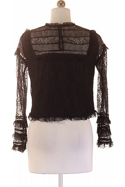 ZARA Dámská černá krajková halenka s dlouhým rukávem Velikost M | ZARA | obrázek 2