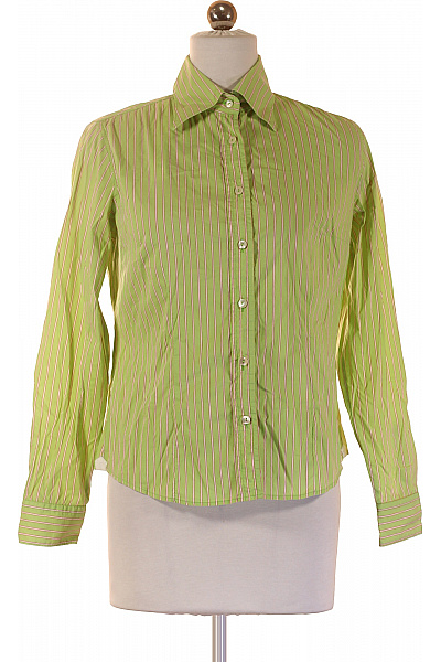 Dámská bavlněná zelená pruhovaná košile s dlouhým rukávem elegantní Velikost 42 | Unimoda | obrázek 2