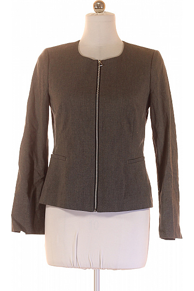 VANILIA Dámský šedý blejzr vypasovaný na zip elegantní business bez límce Velikost 40 | VANILIA | obrázek 2