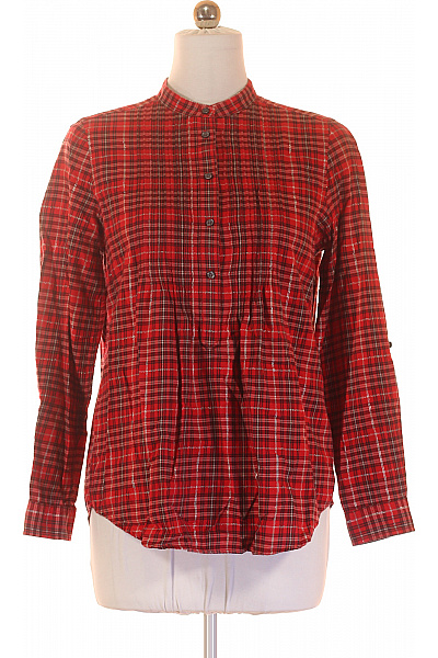 LANDS´END Dámská červená kostkovaná halenka se stojáčkem dlouhý rukáv tuniková Velikost 42 | LANDS´END | obrázek 2