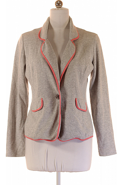 BODY FLIRT Šedý Dámský Blejzr Ležérní Vypasované S Růžovým Lemováním Vel. 44