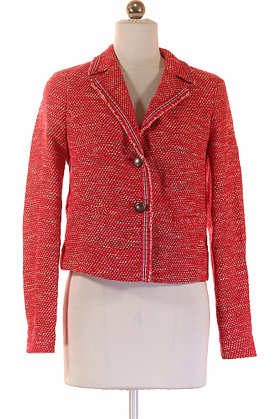 SISLEY Červené tvídové sako krátké elegantní vypasované do pasu Velikost 38 | SISLEY | obrázek 2