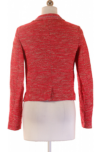 SISLEY Červené tvídové sako krátké elegantní vypasované do pasu Velikost 38 | SISLEY | obrázek 3