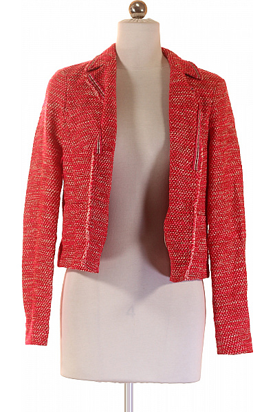 SISLEY Červené tvídové sako krátké elegantní vypasované do pasu Velikost 38 | SISLEY | obrázek 4
