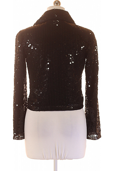 APART Černé flitrové sako polyesterové krátké na zip party elegantní Velikost 38 | APART | obrázek 2