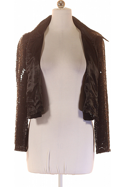 APART Černé flitrové sako polyesterové krátké na zip party elegantní Velikost 38 | APART | obrázek 3