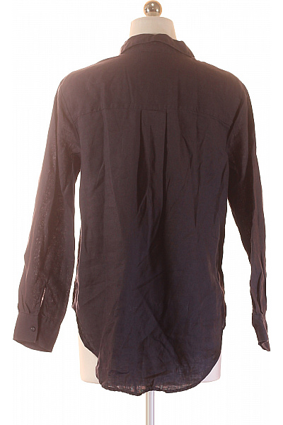 Esprit lněná jednobarevná halenka s dlouhým rukávem a výstřihem do V Vel. XS | Esprit | obrázek 3