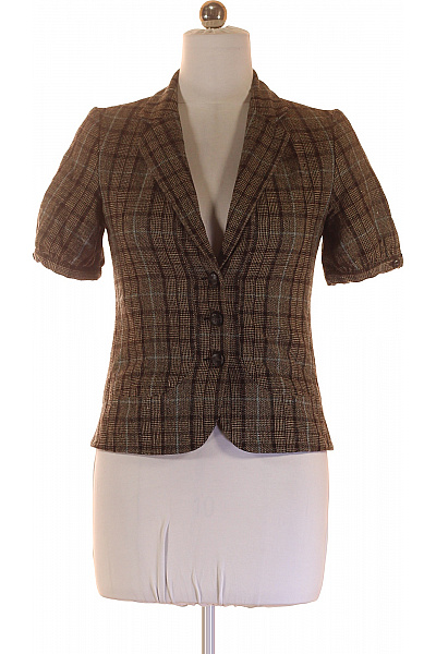 SAINT TROPEZ Hnědé kostkované sako vypasované s krátkým rukávem na běžné nošení Vel. m | SAINT TROPEZ | obrázek 2