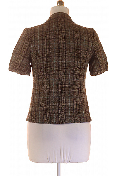 SAINT TROPEZ Hnědé kostkované sako vypasované s krátkým rukávem na běžné nošení Vel. m | SAINT TROPEZ | obrázek 3