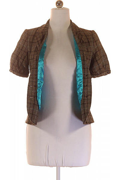 SAINT TROPEZ Hnědé kostkované sako vypasované s krátkým rukávem na běžné nošení Vel. m | SAINT TROPEZ | obrázek 4