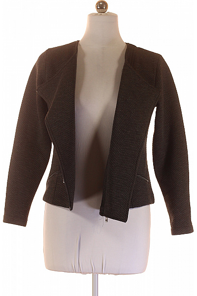 GINA LAURA Černé vypasované sako asymetrické na zip vzorované na běžné nošení moderní Vel. 38 | GINA LAURA | obrázek 4