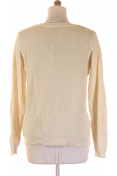 VILA Dámský krémový bavlněný akrylový pulovr pletený s texturou přes hlavu Velikost XL | VILA | obrázek 3