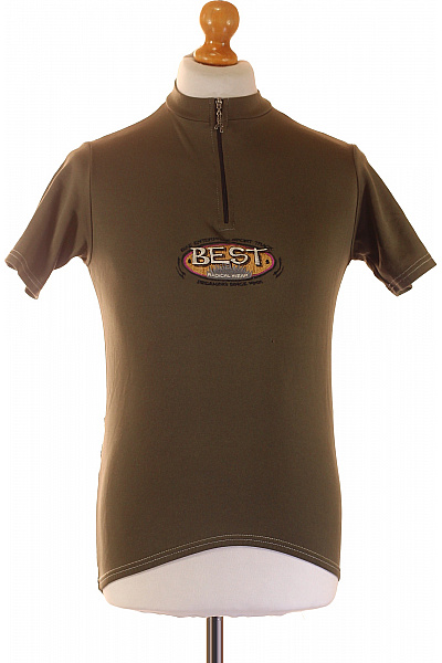 Pánské khaki sportovní tričko se zipem a výšivkou Vel. m | Unimoda | obrázek 2