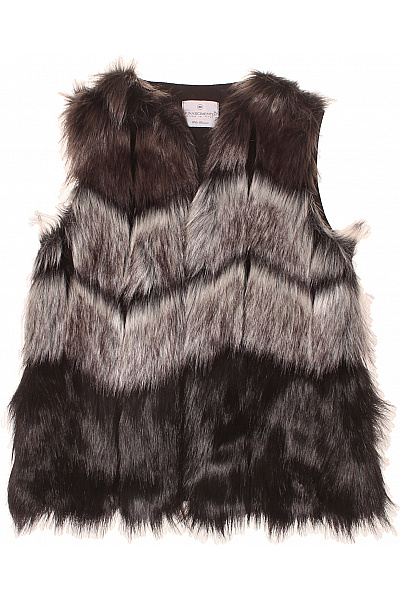 Rinascimento Dámská chlupatá kožešinová vesta černobílá pruhovaná krátká Velikost m | Rinascimento | obrázek 2