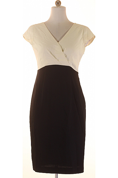 Hobbs Černobílé Pouzdrové šaty Zavinovací Elegantní Koktejlové Ke Kolenům Velikost 40