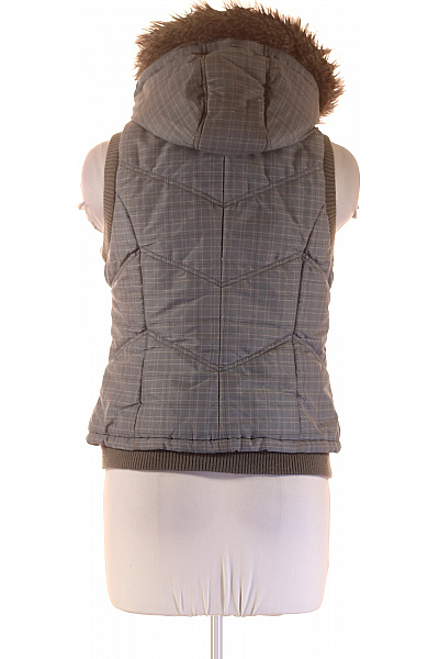 Street One Dámská šedá kostkovaná zateplená vesta s kapucí a kožíškem Velikost S | Street One | obrázek 2