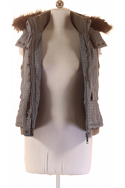 Street One Dámská šedá kostkovaná zateplená vesta s kapucí a kožíškem Velikost S | Street One | obrázek 3