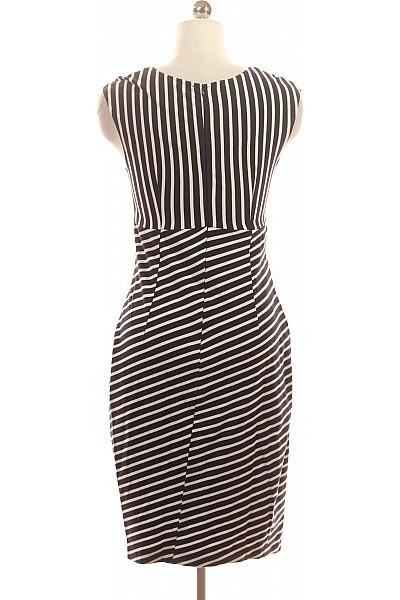 Dámské pouzdrové šaty svislý proužek černo-bílé elegantní žerzejové Vel. 38 | Unimoda | obrázek 2