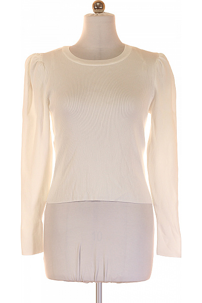 ONLY Dámský bílý polyesterový žebrovaný pulovr s nabíranými rukávy elegantní Vel. L | ONLY | obrázek 2
