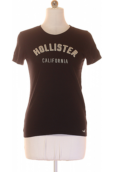 Hollister Dámské černé tričko s krátkým rukávem a nápisem California Vel. M | Hollister | obrázek 2