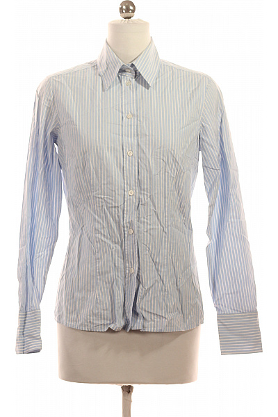 van Laack Dámská modrá bílá pruhovaná košile s dlouhým rukávem vypasovaná business Velikost 34 | van Laack | obrázek 2