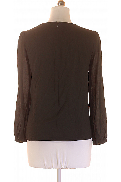 Černá společenská halenka flitry dlouhý rukáv elegantní na večírek Vel. 38 | Unimoda | obrázek 3