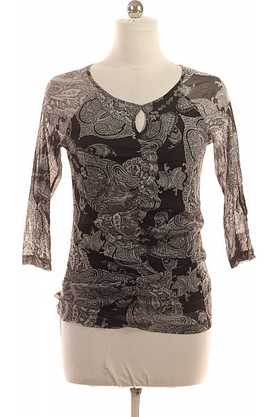 SELECTION Dámská halenka černobílá s 3/4 rukávem průsvitná s potiskem paisley elegantní Vel. 42 | SELECTION | obrázek 2