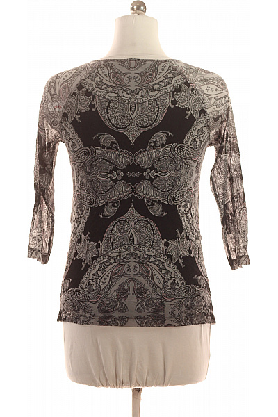 SELECTION Dámská halenka černobílá s 3/4 rukávem průsvitná s potiskem paisley elegantní Vel. 42 | SELECTION | obrázek 3