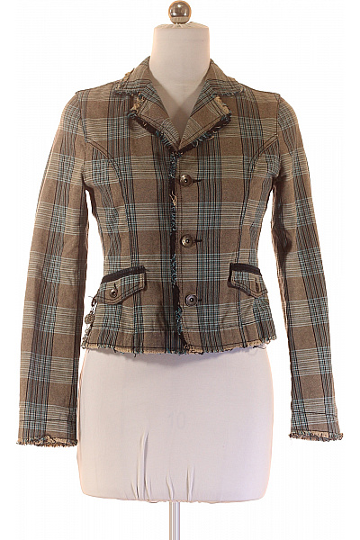 Mexx Bavlněné Hnědé Kárované Sako Krátké Vypasované Ležérní Podzimní Vel. 38 | Mexx | obrázek 2