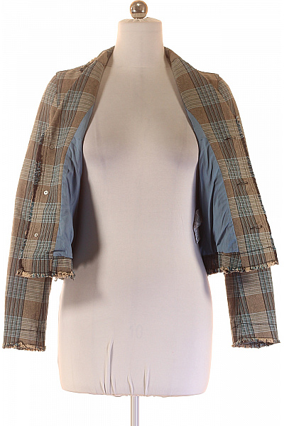 Mexx Bavlněné Hnědé Kárované Sako Krátké Vypasované Ležérní Podzimní Vel. 38 | Mexx | obrázek 4