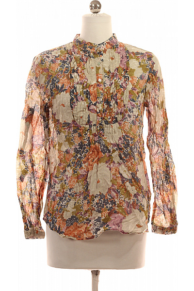 ZARA Dámská Květinová Halenka S Dlouhým Rukávem A Plisováním Vel. S