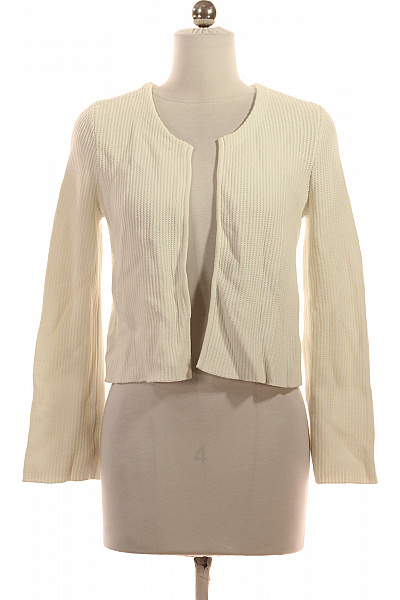 HALLHUBER Krátký bílý dámský kardigan elegantní žebrovaný jarní lehký bez zapínání Velikost S | HALLHUBER | obrázek 2