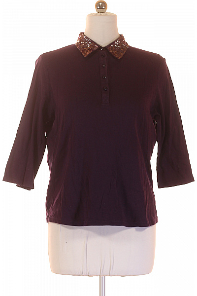 Marks & Spencer Dámské bavlněné polo tričko fialové s flitry límeček tříčtvrteční rukáv elegantní Velikost 16 | Marks & Spencer | obrázek 2