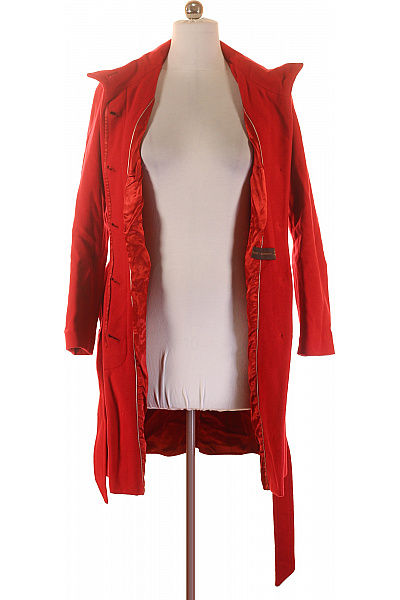 s.OLIVER Dámský vlněný červený dlouhý kabát elegantní s páskem moderní Velikost 38 | s.OLIVER | obrázek 3