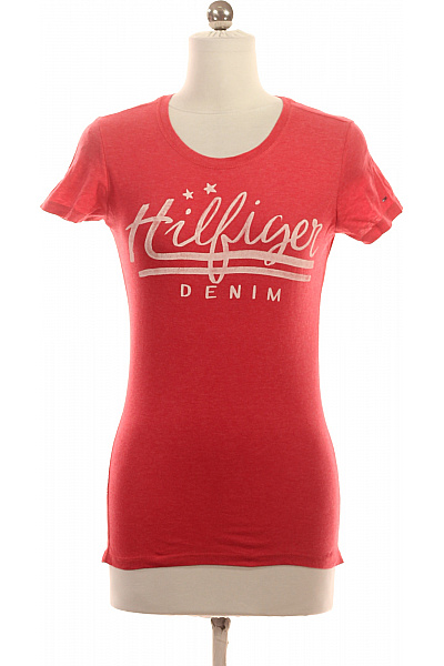 TOMMY HILFIGER Dámské červené tričko s krátkým rukávem a nápisem DENIM Velikost XS | TOMMY HILFIGER | obrázek 2
