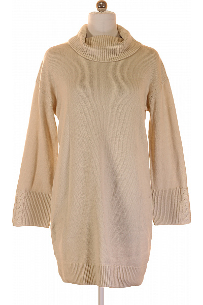 COMMA Bavlněné Rolákové Pletené Tunikové šaty Jednobarevné Volné Pod Kolena Vel. 40