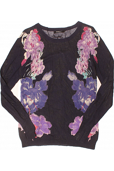 DESIGUAL Černá Fialová Květinová Pletená Dámská Halenka Dlouhý Rukáv Velikost m | DESIGUAL | obrázek 2