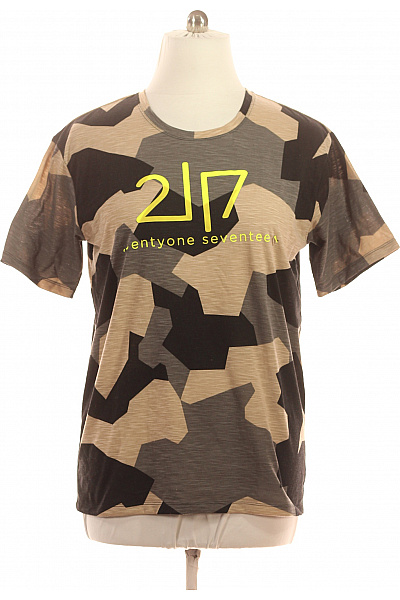 TWENTY ONE Pánské Tričko S Krátkým Rukávem Maskáčové S Nápisem 2017 Velikost XL