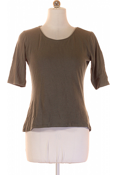 COTTON CANDY Dámské tričko khaki žebrované basic s kulatým výstřihem s krátkým rukávem Velikost M | COTTON CANDY | obrázek 2