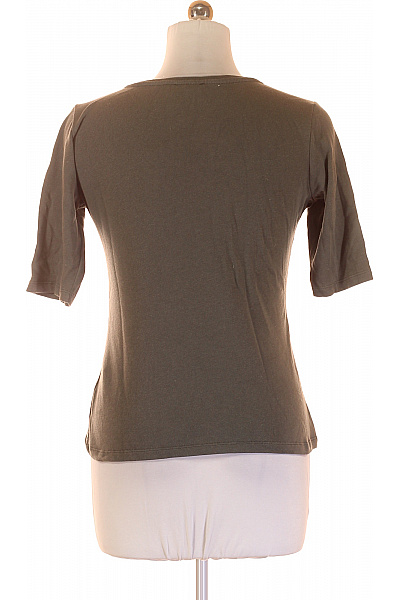 COTTON CANDY Dámské tričko khaki žebrované basic s kulatým výstřihem s krátkým rukávem Velikost M | COTTON CANDY | obrázek 3