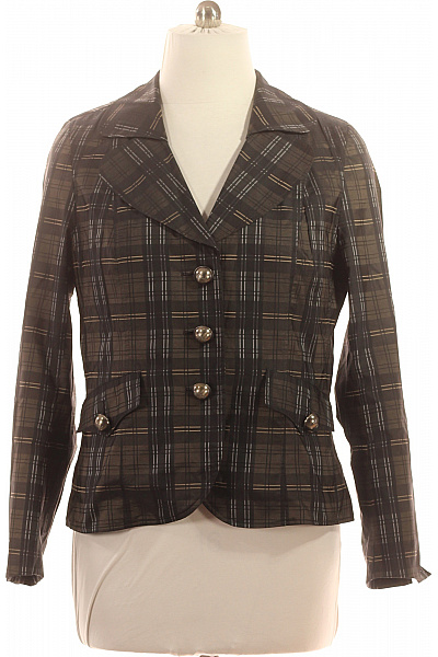 AIRFIELD Dámský polyesterový vypasovaný károvaný blejzr hnědý černý podzimní Vel. 46 | AIRFIELD | obrázek 2