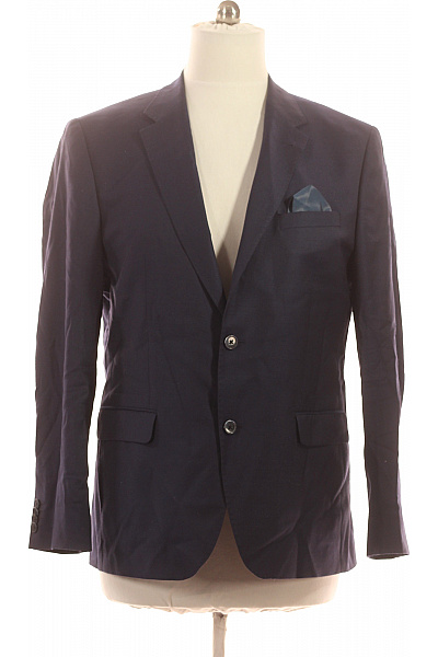 LAWRENCE GREY Vlněné Modré Elegantní Společenské Sako Vypasované Jednořadé Vel. 54