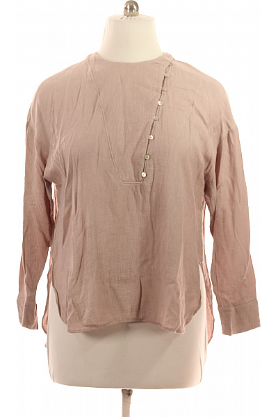 ZARA Dámská viskózová halenka růžová volná tuniková asymetrická s 3/4 rukávem Vel. L | ZARA | obrázek 2