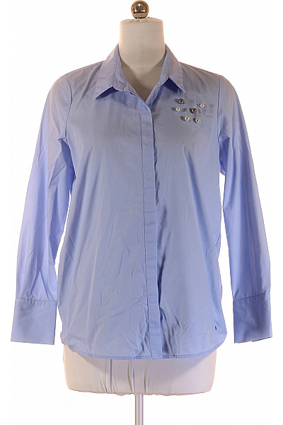 JETTE Dámská modrá polyesterová elegantní košile s dlouhým rukávem a perlovými aplikacemi Velikost 40 | JETTE | obrázek 2