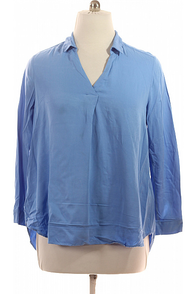 VIA APPIA DUE Dámská Viskózová Halenka Modrá Volná S Límečkem S Výstřihem Do V Velikost 46