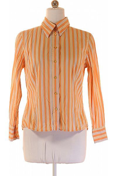 JETTE Dámská oranžová pruhovaná košile s dlouhým rukávem vypasovaná Velikost 42 | JETTE | obrázek 2