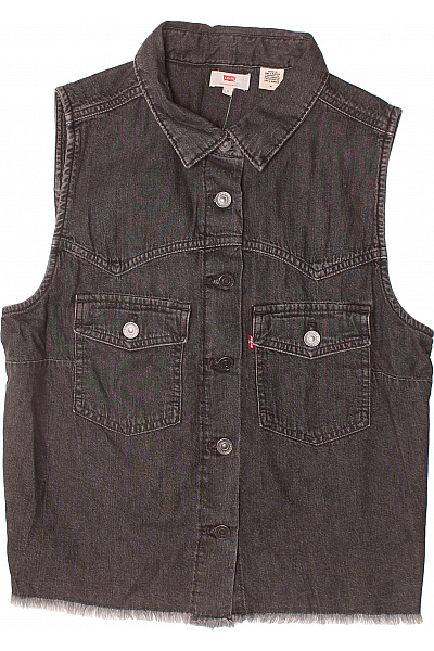 LEVIS Dámská Krátká Džínová Vesta černá Sepraná S Kapsami Velikost M