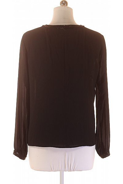 HALLHUBER Černá polyesterová elegantní společenská halenka s dlouhým rukávem průsvitná Vel. 42 | HALLHUBER | obrázek 3